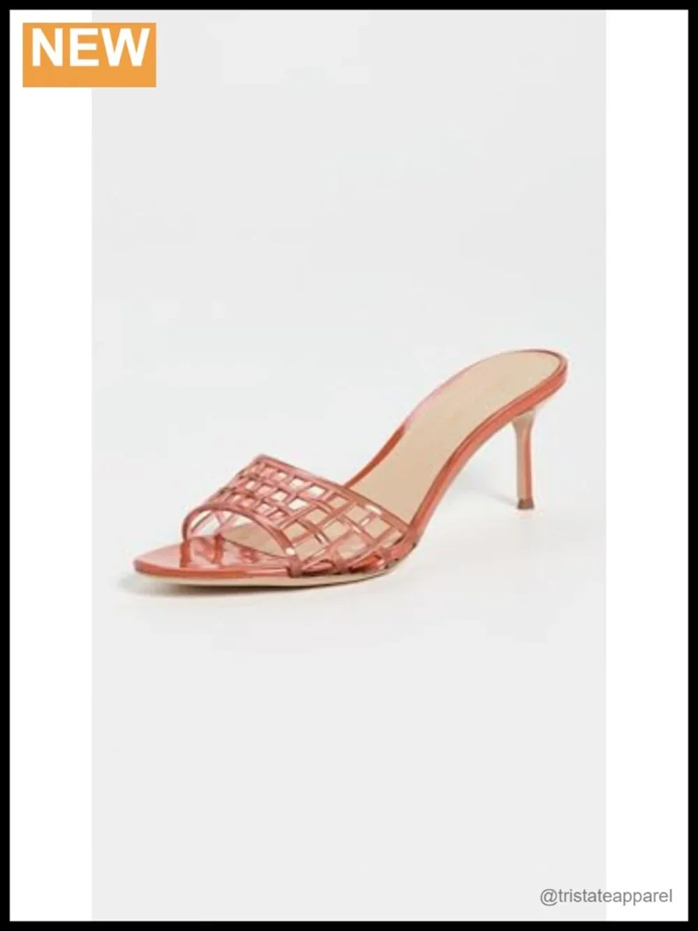 Veronica Beard Tia Jelly Slide Sandal Kitten Heel Caged Ankle Strap